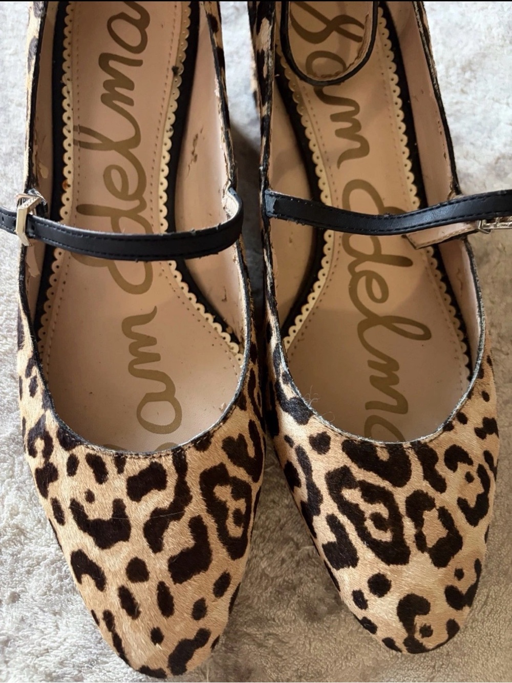 Sam Edelman Leopard Print Pointed Slingback Heels in Tan and Black - Picture 2 of 12